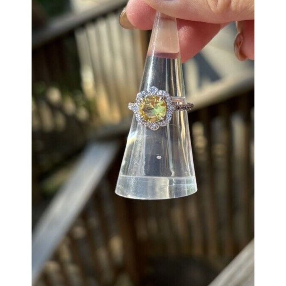 Bomb Party Ring RBP2930 LC Citrine Sz 6 Rhodium‎ Plated Band